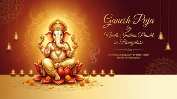 Traditional Ganesh Puja ceremony with devotional offerings