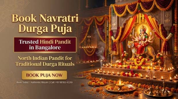 Devotional Navratri setup invoking Maa Durga's blessings